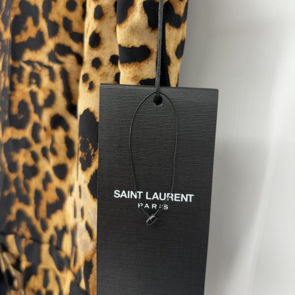 Saint Laurent Leopard Print Halter Mini Dress - Picture 2 of 4